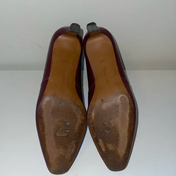 Madewell The Dimes Kitten-Heel Boot in Crinkle Leather - Deep Merlot (Burgundy) - Picture 6 of 11